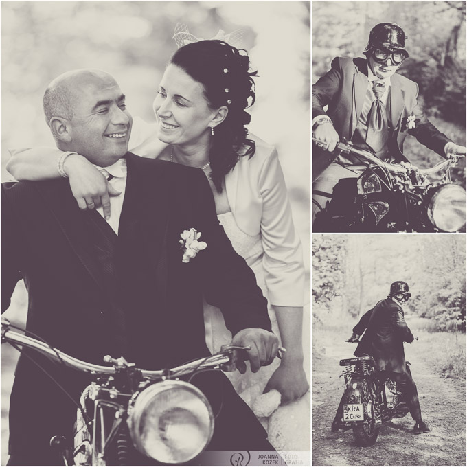sesja poślubna z motocyklem
